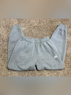 Nike Youth Grey Athletic Sweatpants with White Logo